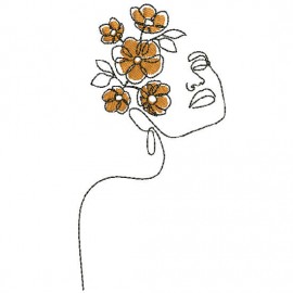 Matriz de bordado Mulher com flores 02