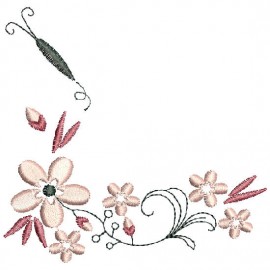 Matriz de bordado Cenrio Floral Borboleta
