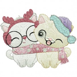 Matriz de bordado Casal Gatinhos