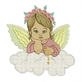 Matriz de bordado Menina Anjo Batismo