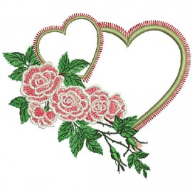  Matriz de bordado Moldura de Corao com flores