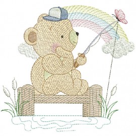 Matriz de bordado Urso na Pesca