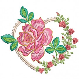 Matriz de bordado Corao com Flor