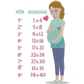Matriz de bordado Semanas e Meses Grvida