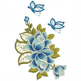 Matriz de bordado Flores com Borboletas