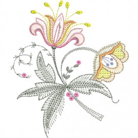 Matriz de bordado Flores Rippled 015