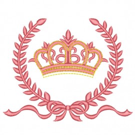 Matriz de bordado Coroa com Ramos e Lao