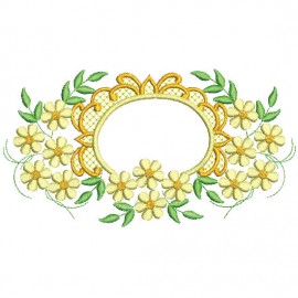 Matriz de bordado Moldura com Flores 009