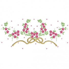 Matriz de bordado Moldura Ramos Flores