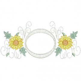 Matriz de bordado Moldura com Flores 019