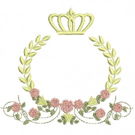 Matriz de bordado Moldura Flores Coroa